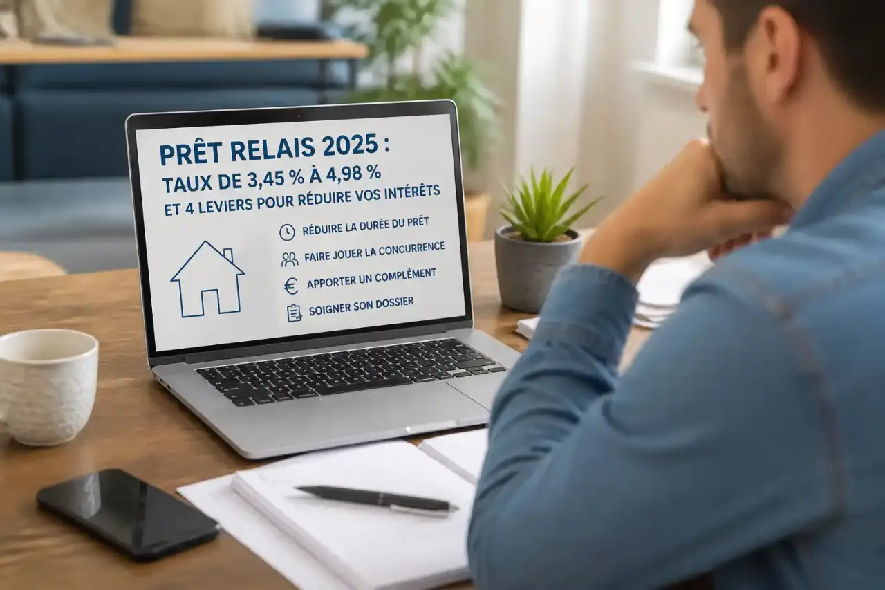 Prêt relais 2025 : taux de 3,45 % à 4,98 % et 4 leviers pour réduire vos intérêts