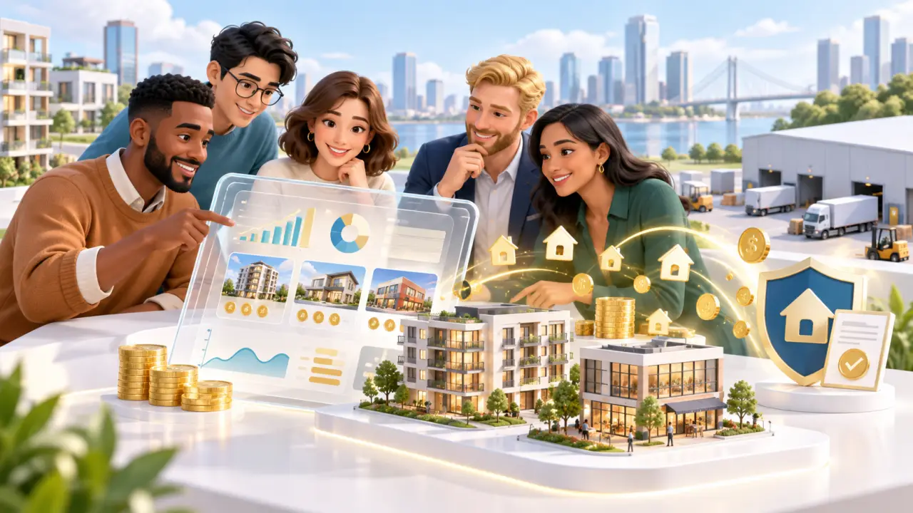 Immeuble moderne divisé en blocs représentant l’investissement immobilier fractionné