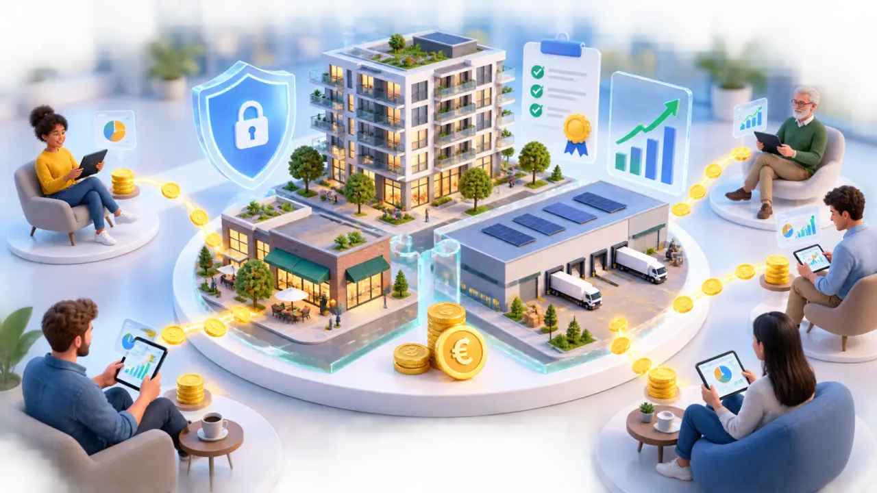 Illustration d'un immeuble moderne divisé en blocs d'investissement